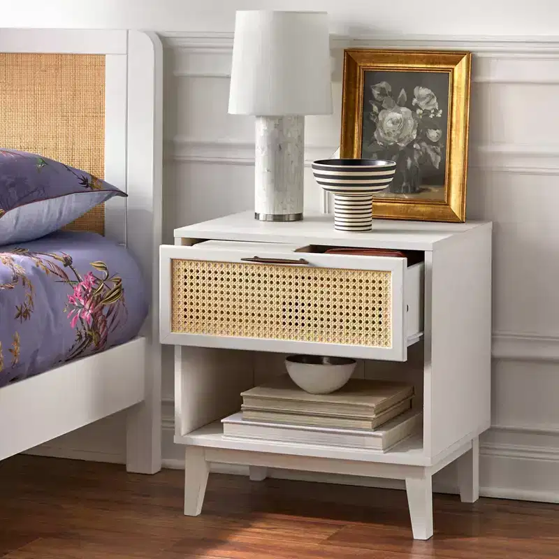 Andros Night Stand with Faux Cane Drawer Front - Buylateral