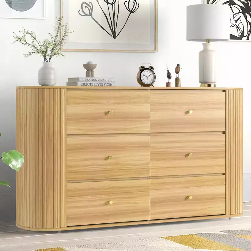 9-Drawer Farmhouse Dresser with Power Outlet, Vintage Chest with Metal Handles, Large Storage Organizer for Bedroom, Living Room, Hallway