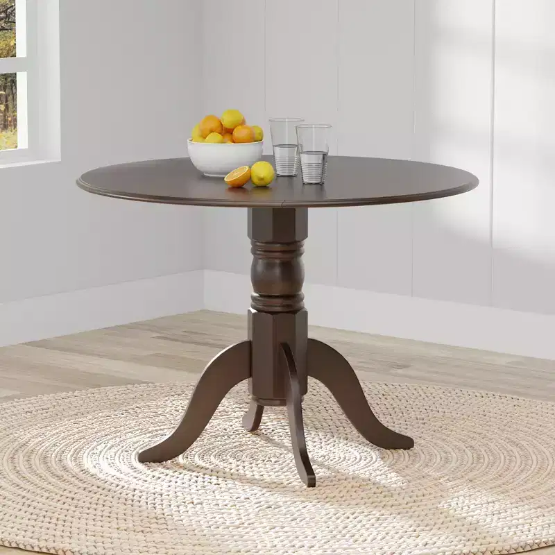 Glenwillow Home 42 Solid Wood Pedestal Base Double Drop Lead Dining Table