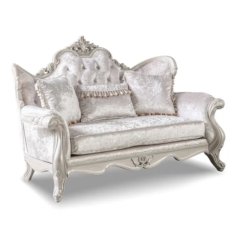 Furniture of America Clarissa Traditional Sofa Set with Button Tufted Back and Accent Pillow