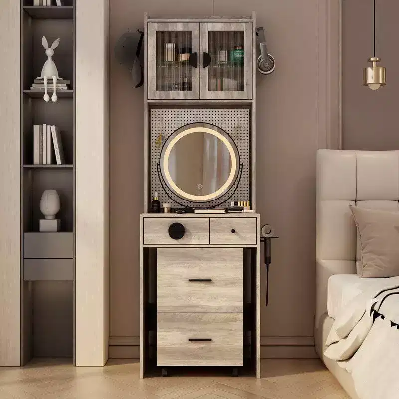 Karl Home Makeup Vanity Set with LED Lights and Power Outlets