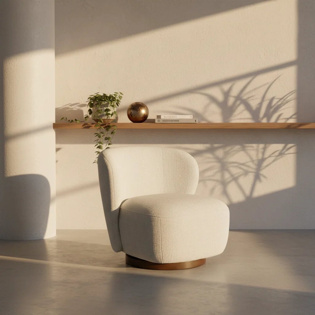 Modern Lounge Chair with Upholstered, Swivel - Living Room