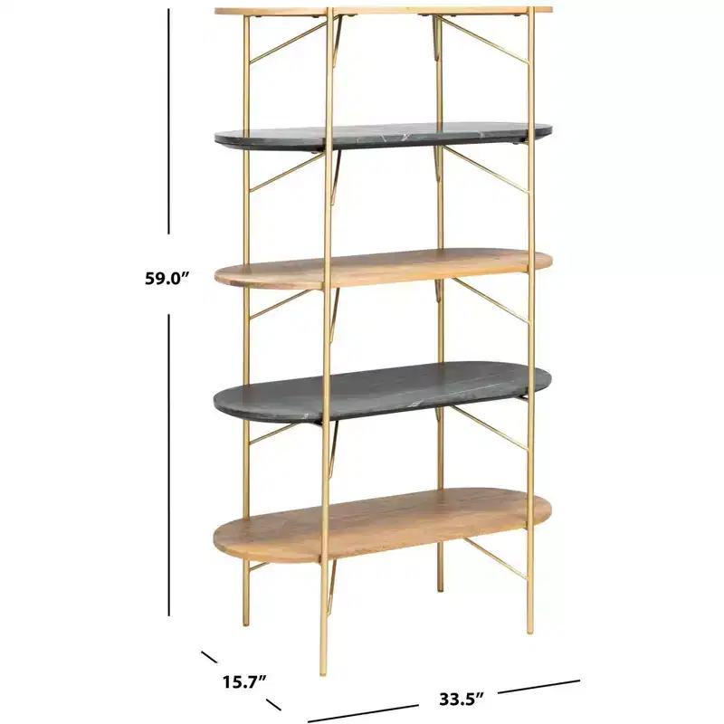 Lawson Marble Bookcase - SFV5734 - Natural/Black - Safavieh Couture