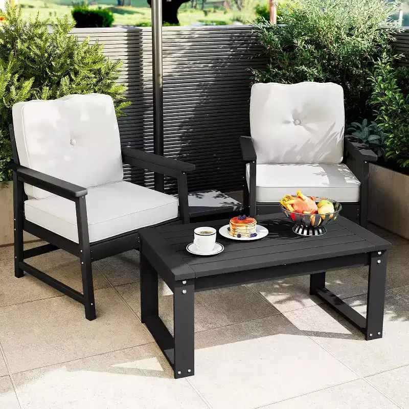COZONY 2-Piece Outdoor Patio Chair Set with Thick Cushions, All-Weather HDPE Club Chairs