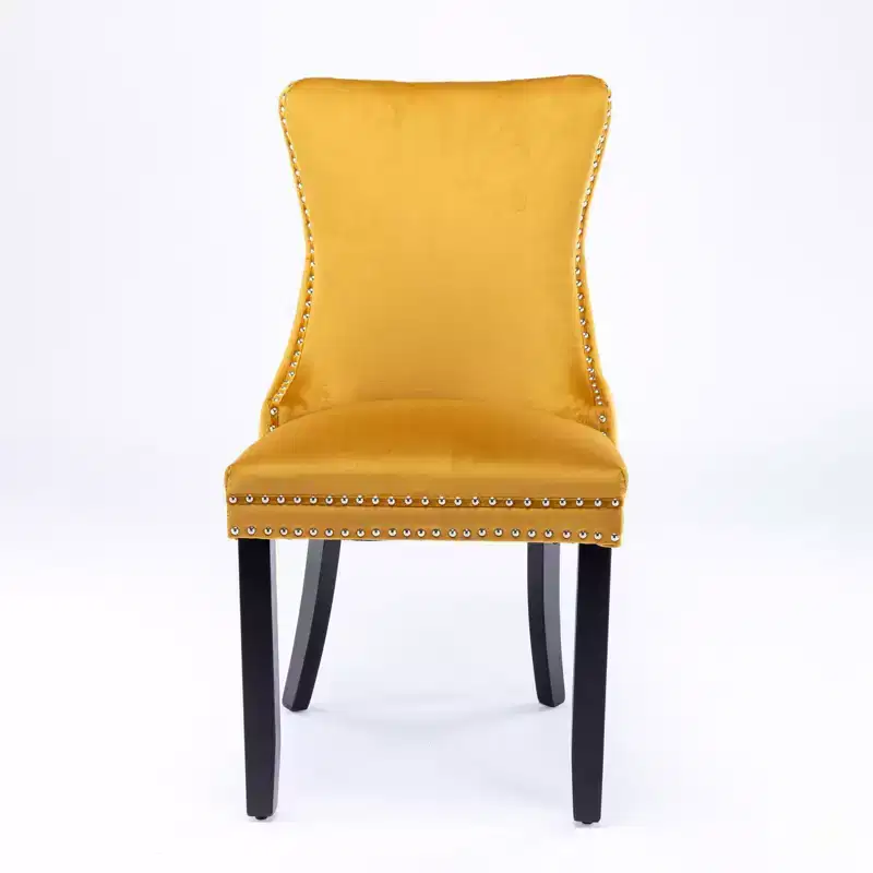 Okak Retro Dining Chairs Set of 2, Comfy Upholstered Wing-Back Chairs with Backstitching Nailhead Trim, Kitchen Chairs with Solid Wood Legs