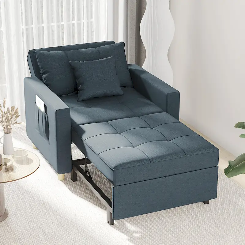 Adjustable Sleeper Chair Bed, 3-in-1 Convertible, Multiple Colors, Fits 1 Person