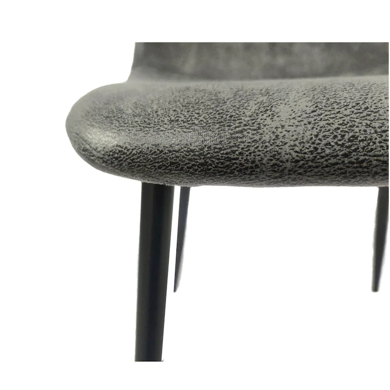 4 Dining Chairs with Spoon Shaped Seats and Black Metal Legs