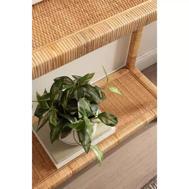 Kate and Laurel Rafina Rattan Console Table, 36x12x30, Natural