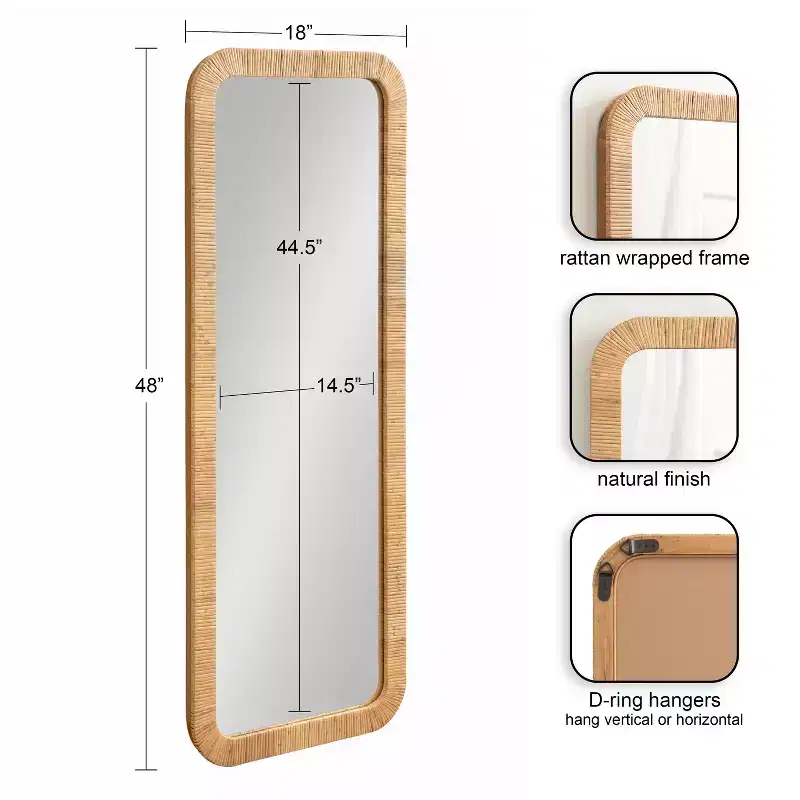 Rectangle Framed Wall Mirror Natural