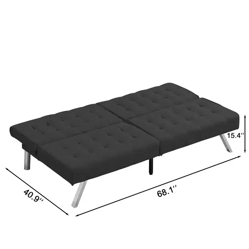 FurnitureR Fabric Convertible Futon Sofa Bed, Modern Adjustable Sleeper Couch with Tufted Cushion, Small Space Living Room Guest Bed Sofa