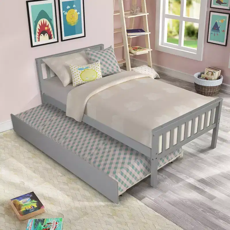Twin Bunk Bed Safety Rail Kid-Friendly No Box Spring Needed
