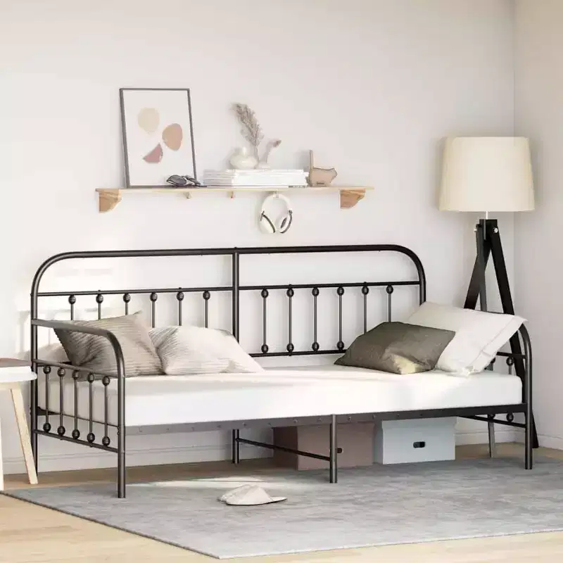 Steel Daybed Frame with Headboard - Black 39.4 x 78.7 without Trundle