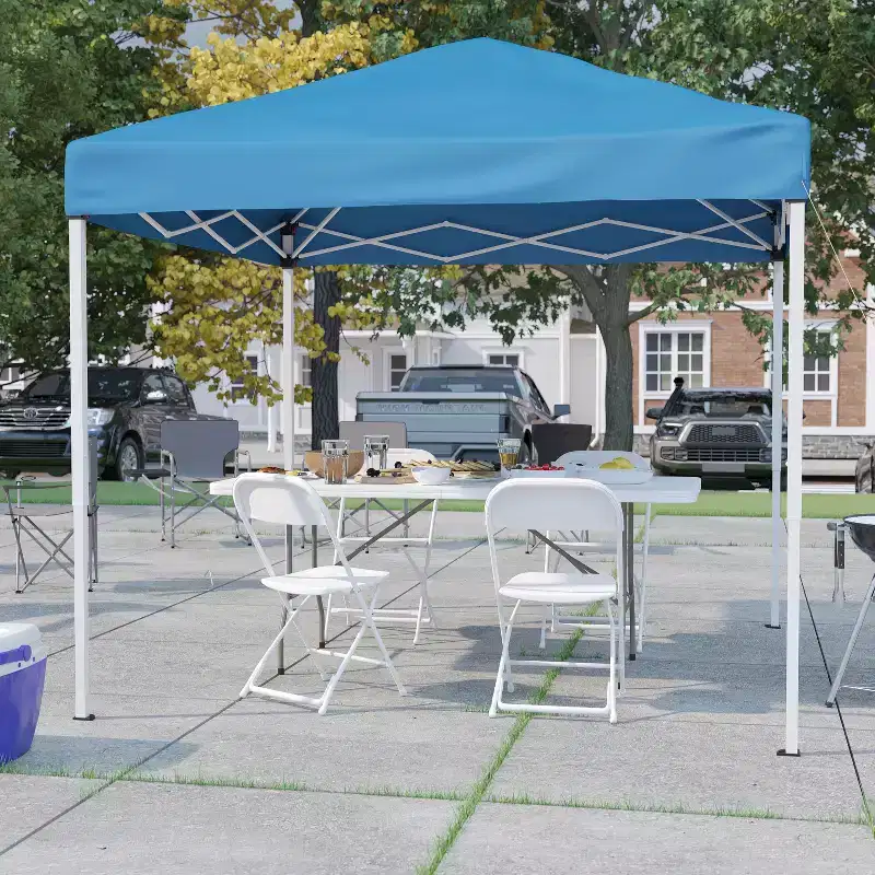 Flash Furniture Portable Tailgate/Event Tent Set - 8'x8' Pop Up Canopy Tent, 6-Foot Bi-Fold Table, Set of 4 Folding Chairs