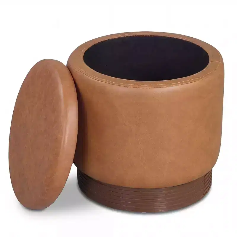 360 Swivel Faux Leather Foot Rest with Hidden Storage, 400 Lbs Weight Capacity