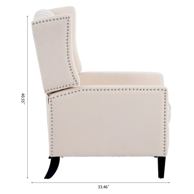 27 Wide Upholstered Manual Recliner, Wing Sofa Chair with Wood Legs