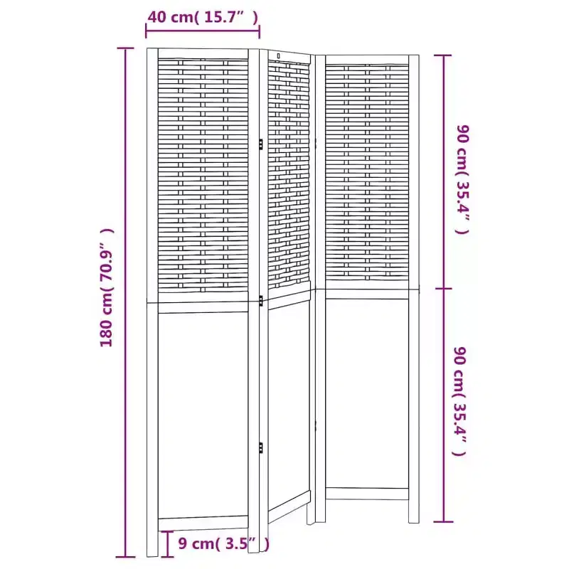 vidaXL Room Divider Privacy Screen Living Room Solid Wood Paulownia