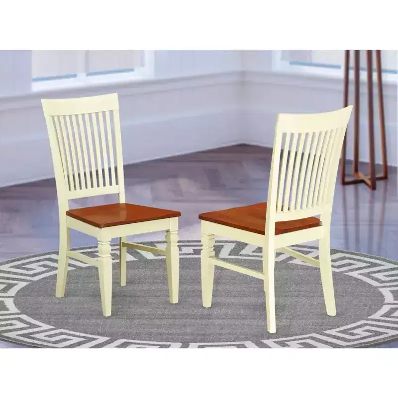 HomeStock Renaissance Rhapsody Dining Wood Seat Chair with Slatted Back