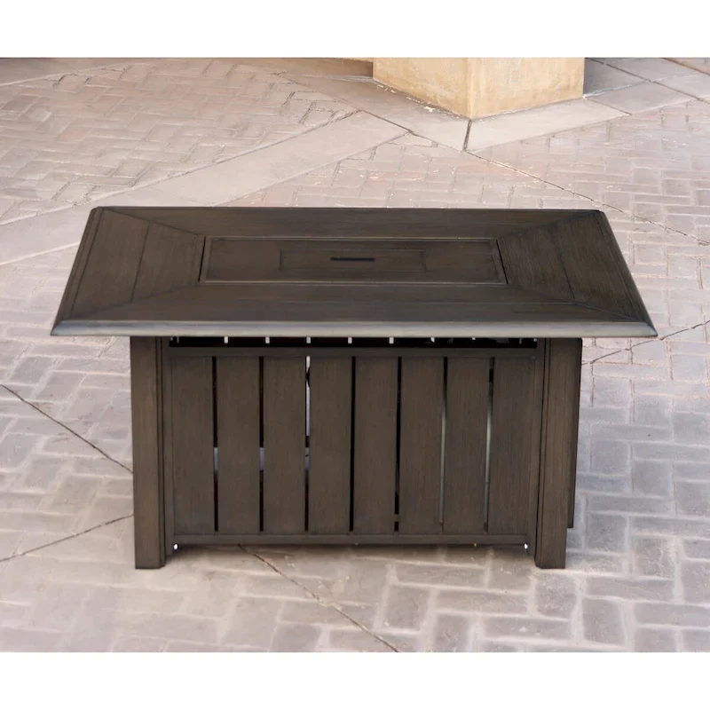 Brooklyn 4-Piece Patio Conversation Set with Cushions and 32 x 50 Rectangular Propane Fire Pit Coffee Table