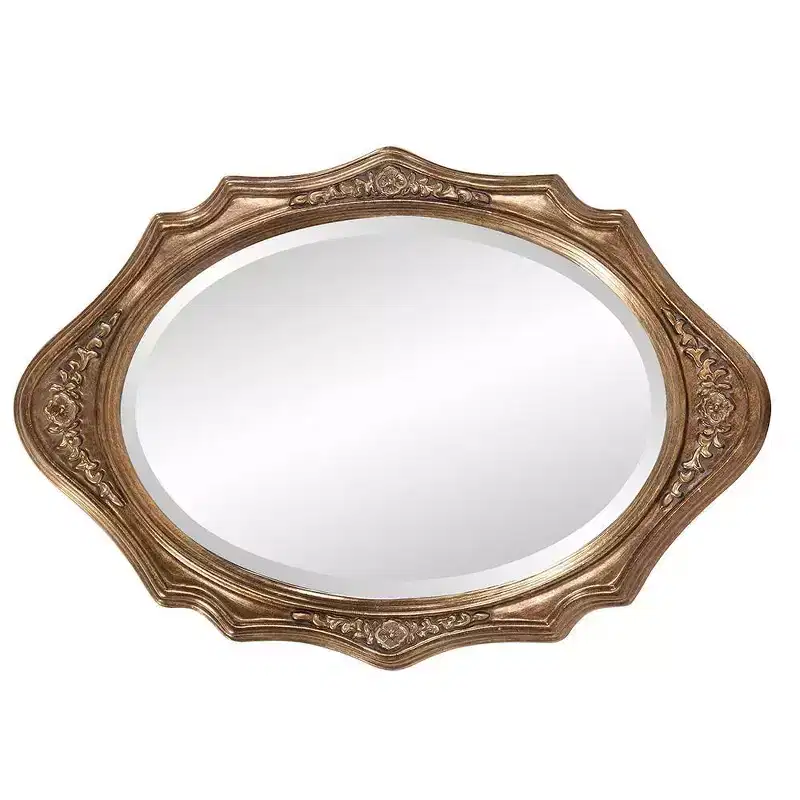 27x19 Wood Oval Framed Wall Mirror, Bronze Finish