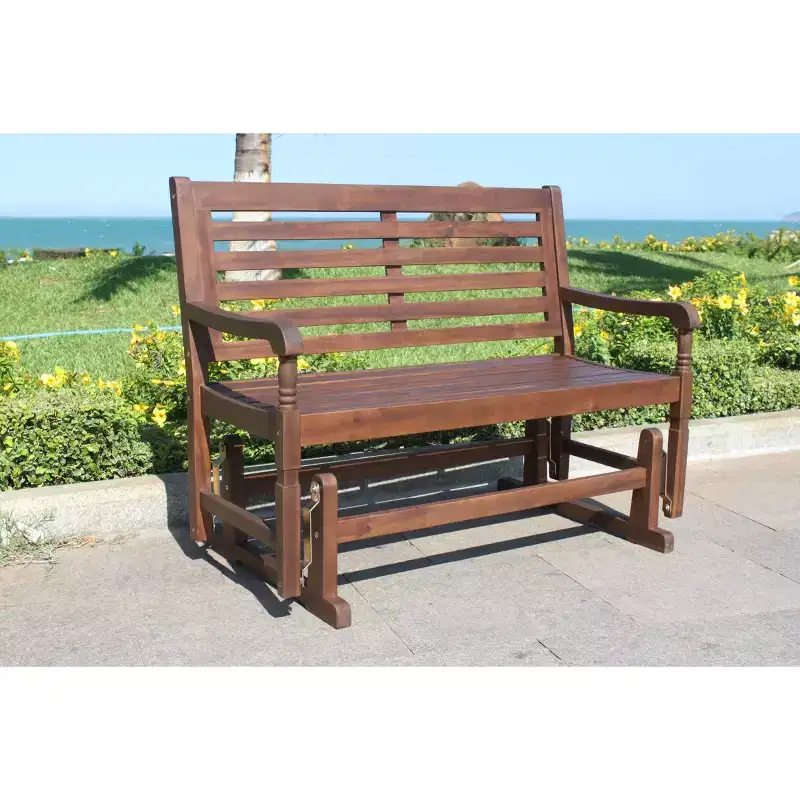 Nantucket Glider Bench - Merry Products: Acacia Hardwood, Rust-Resistant, 500lb Capacity