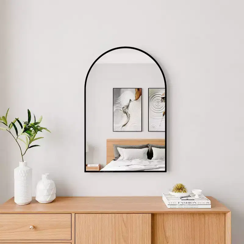 Contemporary 36 x 24 Arched Wall Mirror, Arch-shaped Bathroom Vanity Mirror with Aluminum Alloy Frame - Panipeachy