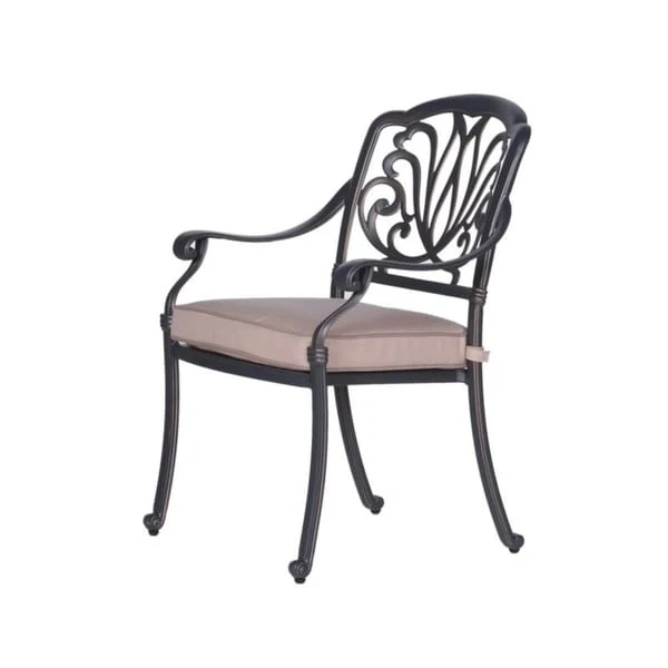 Saratoga 9-piece Gun Metal Aluminum Square Dining Set with 8 Cushioned Arm Dining Chairs