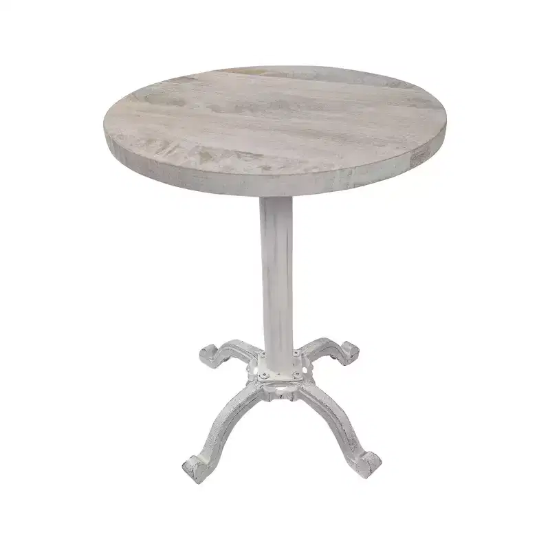 Carolina Living Colton Adjustable Vintage Table Whitewash: Sturdy Iron Base, Mango Wood, 22" Height