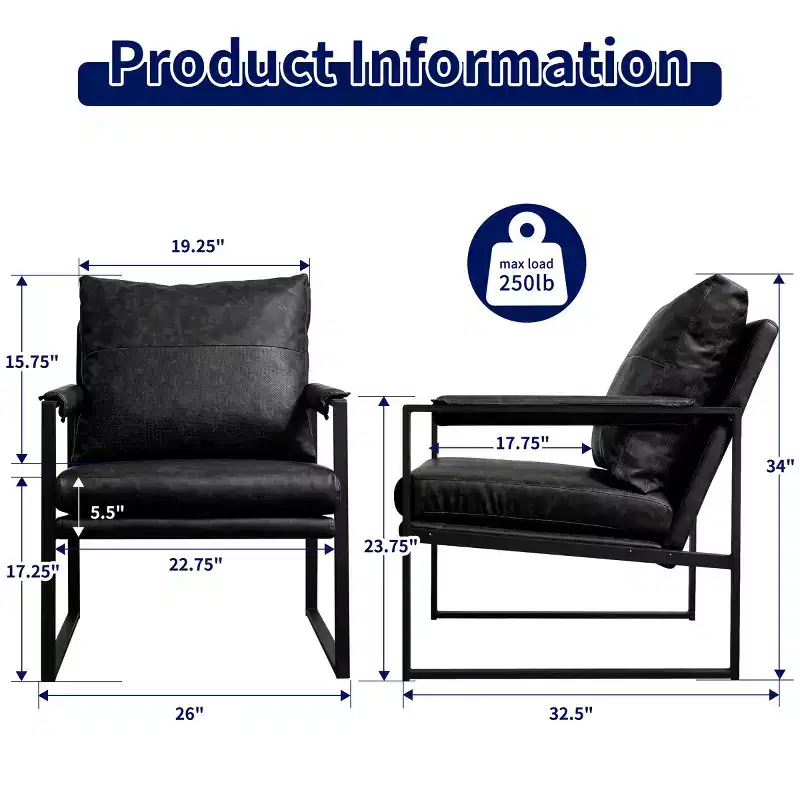 Subrtex Upholstered Modern Accent Chair with Metal Frame