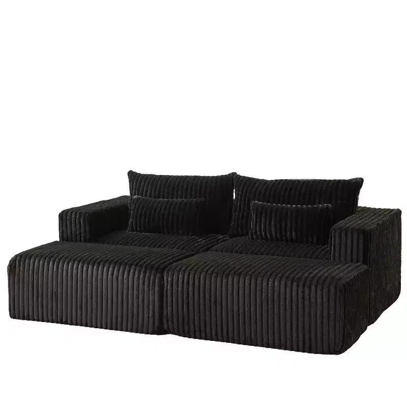 87 Oversized Sectional Lounge Chaise, No Assembly Required, Cloud Plush Loveseat with Two Removable Footstools