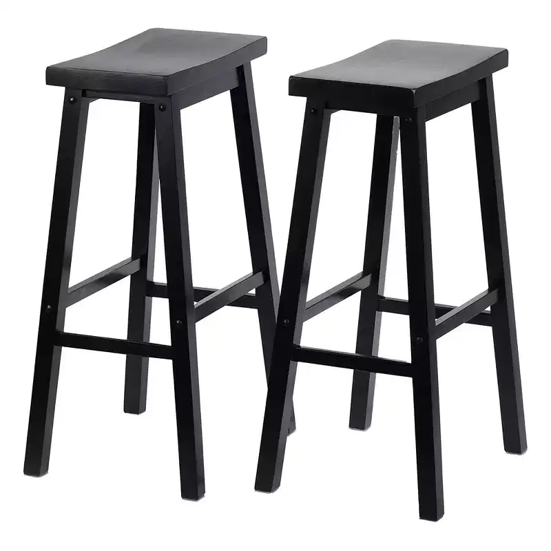 29-Inch Saddle Seat Backless Counter Stools Set of 4 - Black
