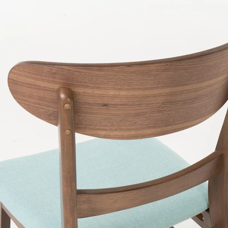 Mid-Century Modern Upholstered Rubberwood Dining Chair (Set of 2)