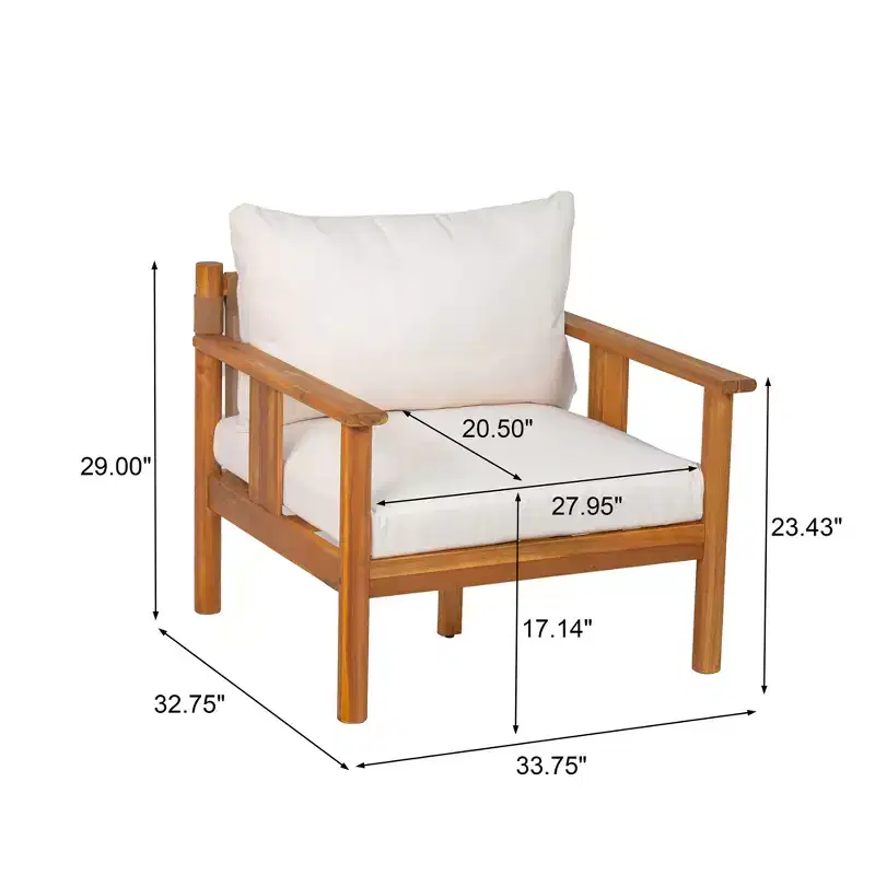 Christopher Knight Home Chalida Modern Acacia Wood Patio Club Chair with Cushion