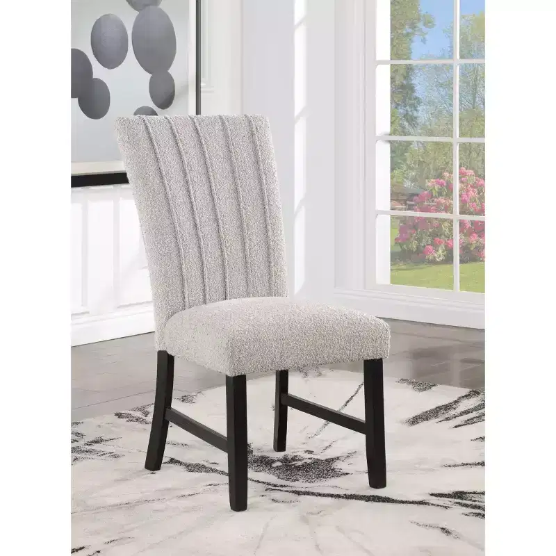 HOMES: Inside + Out Set of 2 Rosethorn Modern Boucle Upholstered Dining Chairs Gray