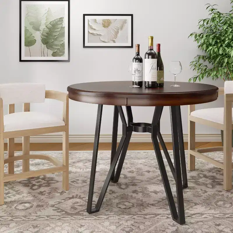 46.85 Round Top 4 Seats Counter Height Table with Hairpin Leg