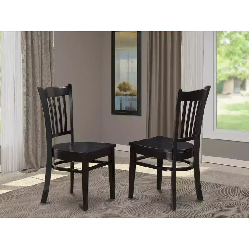 HomeStock Suburban Sophistication Dining Chair with Wood Seat, Set of 2