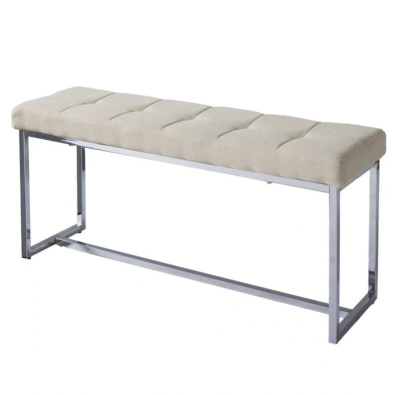 Kennedy Modern Fabric Bench with Chrome Base