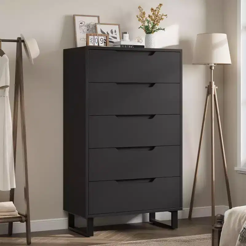 Wood Freestanding Vertical Dresser with 5 Doors