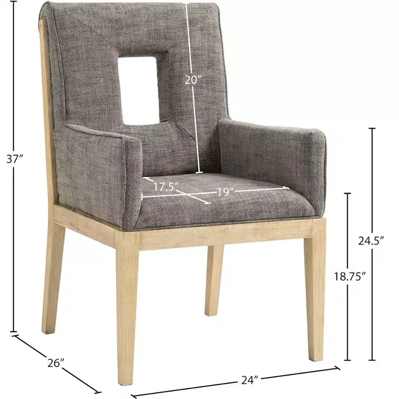 Meridian Furniture,Gwendolyn Linen Textured Fabric Dining Arm Chair