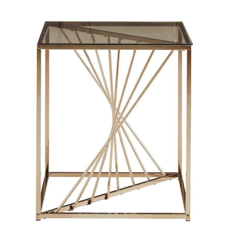 Hannah Square Metal and Glass Top End Tables by iNSPIRE Q Bold