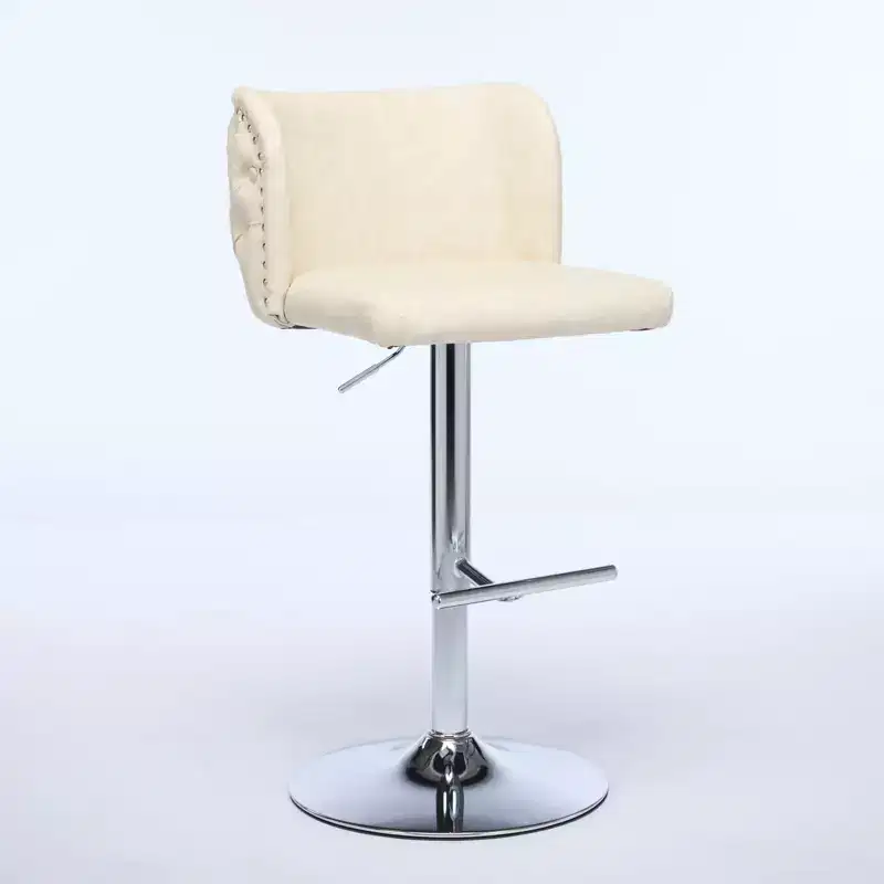 CLIHOME Set of 2 Swivel Barstools Adjustable Seat Height With Chrome Base, Modern PU Upholstered Bar Stools