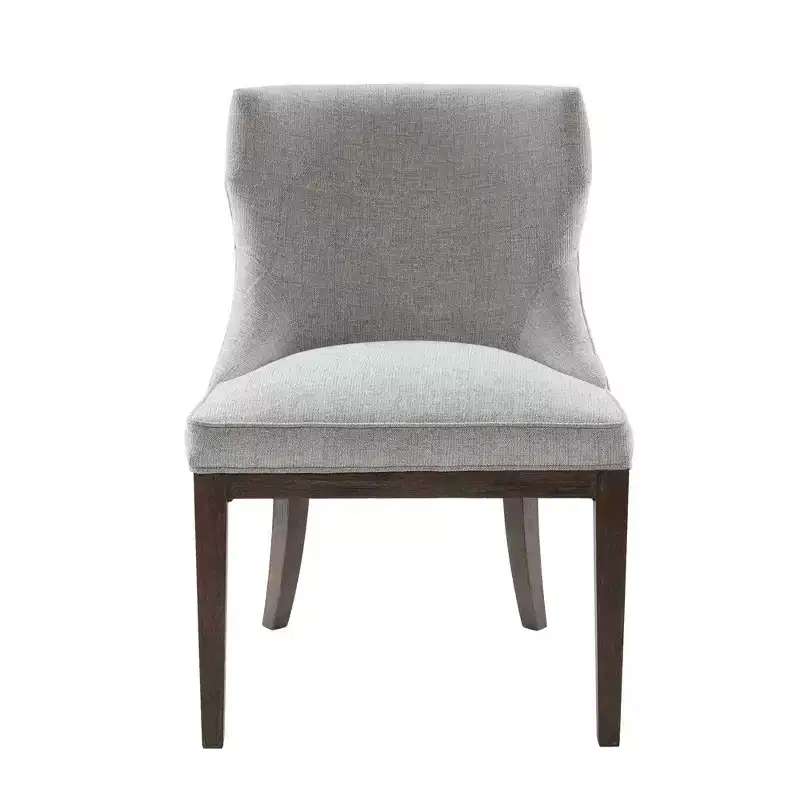 Gray Upholstered Armless Dining Chair, Low Back, Set of 2
