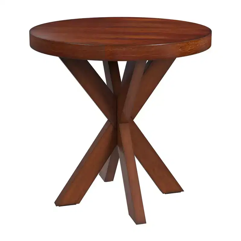 HomeRoots 26 Antique Cherry Manufactured Wood Round End Table