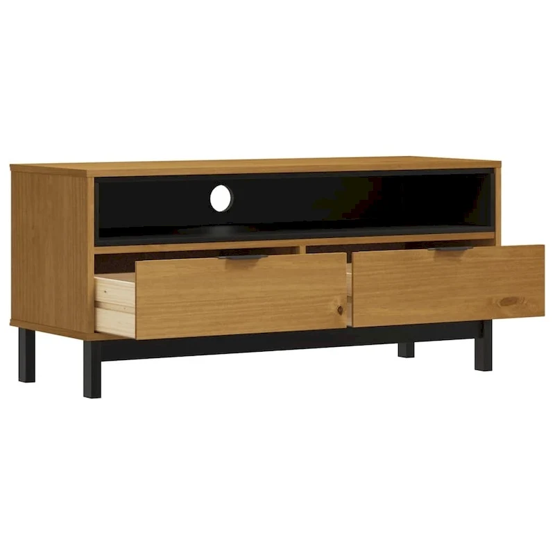 Solid Pine Wood TV Stand with Drawers – 43.3 x 15.7 x 19.7 in.