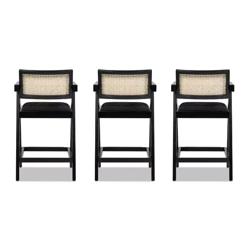 29.5 Modern Resin Webbing Back Bar Stool with Arms, Set of 3