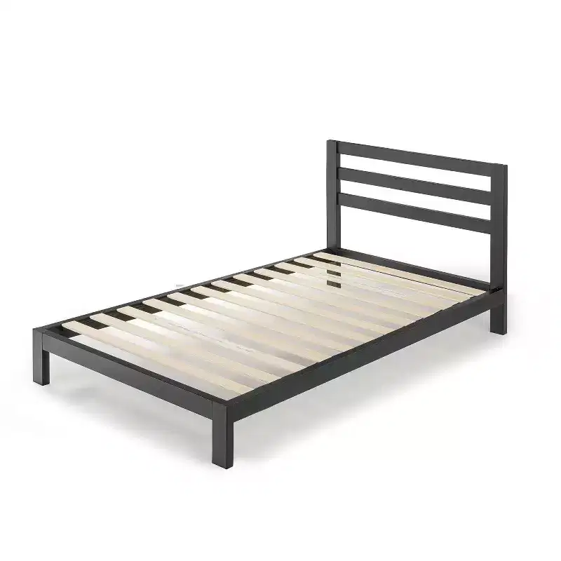 Classic Metal Platform Bed with Headboard, Black, Twin, 10