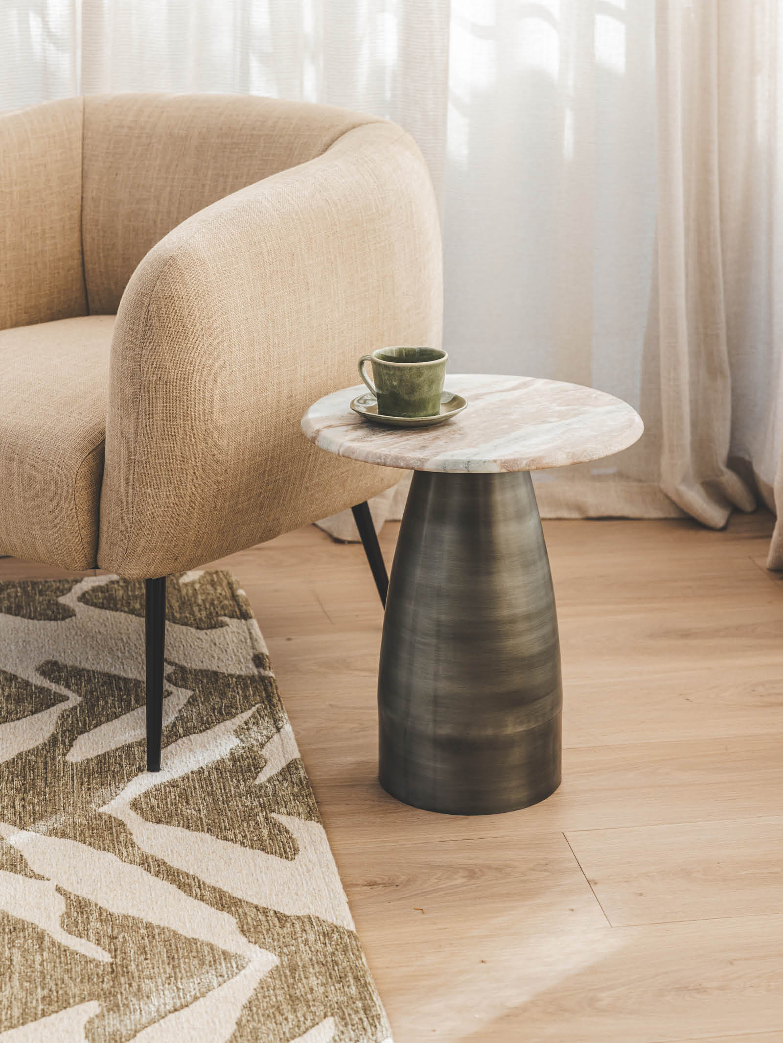 Contemporary Marble Side Table for Living Room