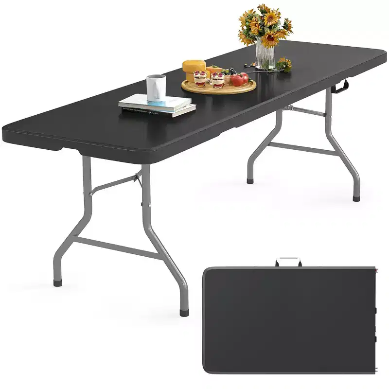 HDPE & Steel Fold-in-Half Portable Folding Table, 96