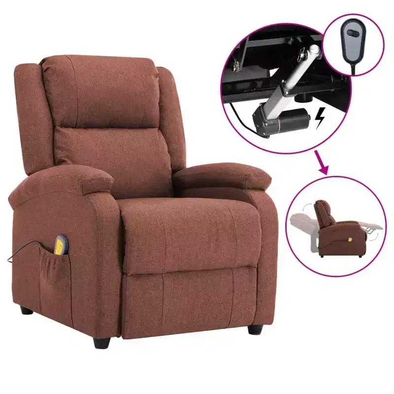vidaXL Electric Massage Chair Cream 100% polyester, metal Standard