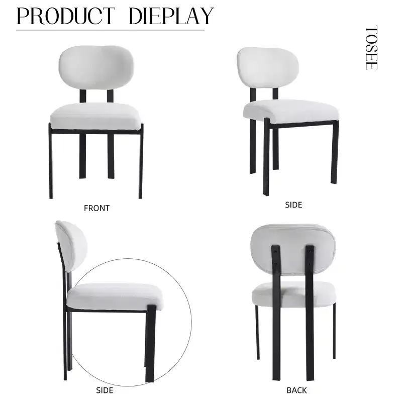 Upholstered Boucle Dining Chairs Set of 2 – Multiple Colors, Metal Legs