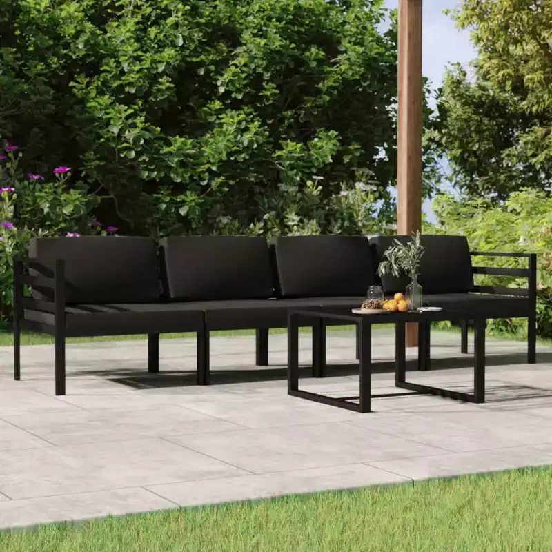 vidaXL Patio Furniture Set Outdoor Sectional Sofa Set Aluminum Anthracite